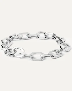 Pulseras De Plata|Rebajas Pulseras-PDPAOLA Pulsera cadena plateada Small Signature
