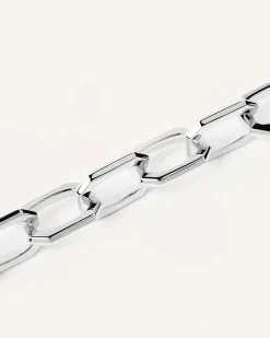 Pulseras De Plata|Rebajas Pulseras-PDPAOLA Pulsera cadena plateada Small Signature