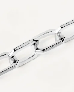 Pulseras De Plata|Rebajas Pulseras-PDPAOLA Pulsera cadena plateada Small Signature