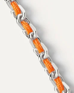 Pulseras De Cadena|Pulseras De Plata-PDPAOLA Pulsera Cordón y Cadena Plateada Tangerine