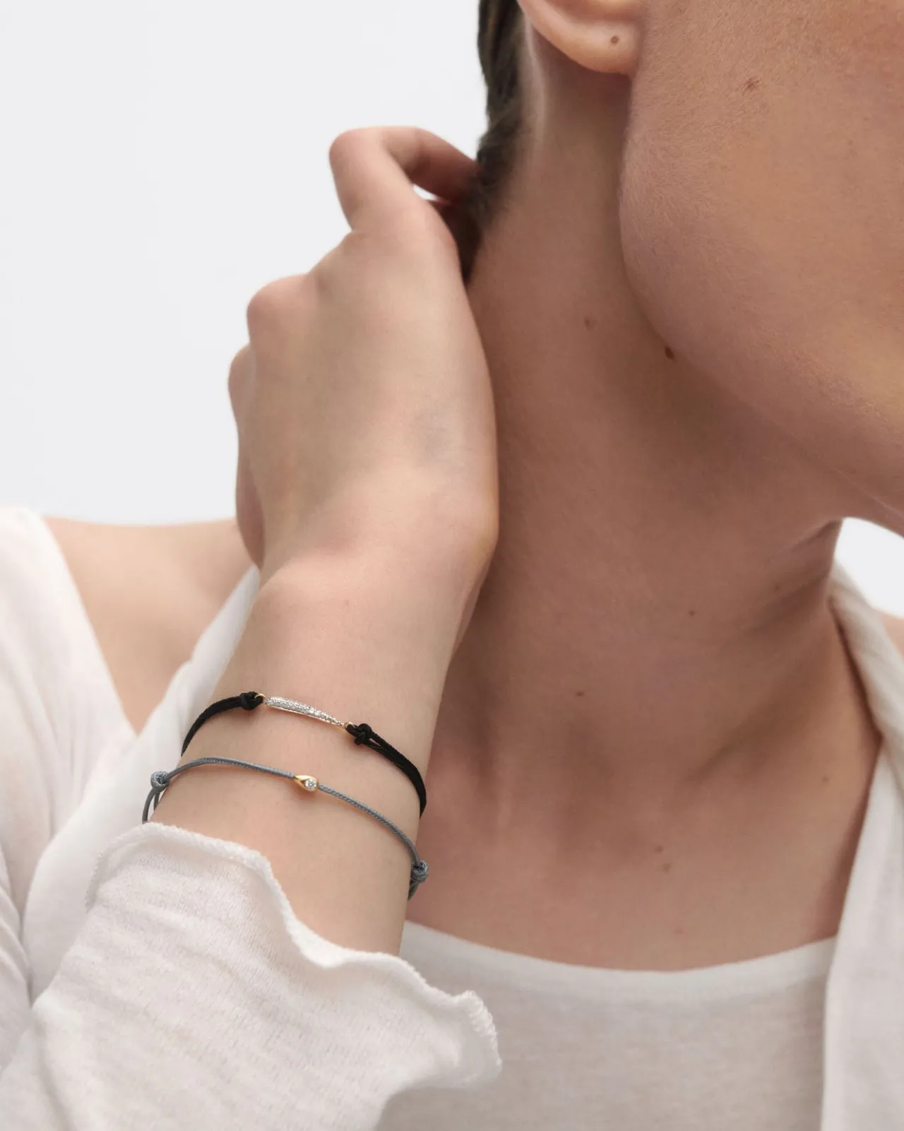 Joyas Con Diamantes|Joyas De Oro 18K-PDPAOLA Pulsera de diamantes y cordón Nina