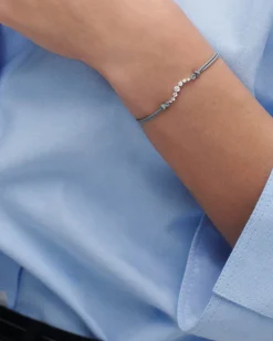 Joyas Con Diamantes|Joyas De Oro Blanco 18K-PDPAOLA Pulsera de diamantes y cordón Venus