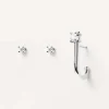 Joyas Con Diamantes-PDPAOLA Set de Pendientes de Diamantes Y Oro Blanco Solitaire